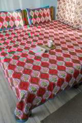 SootiSyahi 'Floral Arch' Handblock Printed Cotton Bedsheet