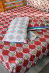 SootiSyahi 'Floral Arch' Handblock Printed Cotton Bedsheet