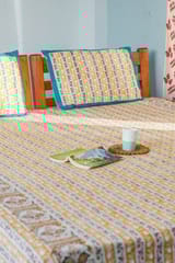 SootiSyahi 'Vertical Statement' Handblock Printed Cotton Bedsheet