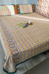SootiSyahi 'Vertical Statement' Handblock Printed Cotton Bedsheet