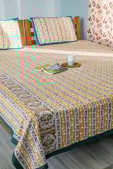 SootiSyahi 'Vertical Statement' Handblock Printed Cotton Bedsheet