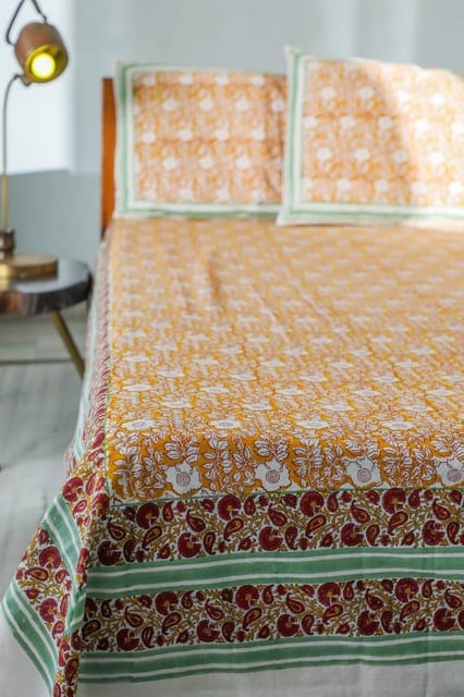 SootiSyahi 'Jungle Tales' Handblock Printed Cotton Bedsheet