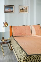 SootiSyahi 'Reddish Waves' Handblock Printed Cotton Bedsheet