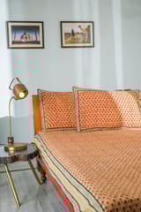 SootiSyahi 'Drop of colors' Handblock Printed Cotton Bedsheet