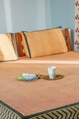 SootiSyahi 'Reddish Waves' Handblock Printed Cotton Bedsheet