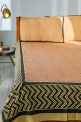 SootiSyahi 'Reddish Waves' Handblock Printed Cotton Bedsheet