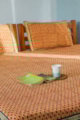 SootiSyahi 'Drop of colors' Handblock Printed Cotton Bedsheet