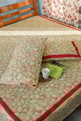 SootiSyahi 'Web of Color' Handblock Printed Cotton Bedsheet