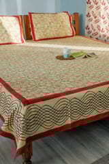 SootiSyahi 'Web of Color' Handblock Printed Cotton Bedsheet