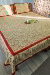 SootiSyahi 'Web of Color' Handblock Printed Cotton Bedsheet