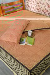 SootiSyahi 'Reddish Waves' Handblock Printed Cotton Bedsheet