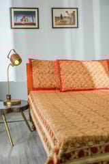 SootiSyahi 'Artistic Illusion' Handblock Printed Cotton Bedsheet