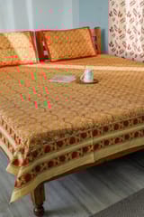 SootiSyahi 'Artistic Illusion' Handblock Printed Cotton Bedsheet