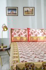 SootiSyahi 'Artful Nature' Handblock Printed Cotton Bedsheet