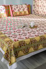 SootiSyahi 'Artful Nature' Handblock Printed Cotton Bedsheet