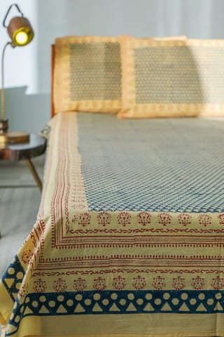 SootiSyahi 'Classic Consorts' Handblock Printed Cotton Bedsheet