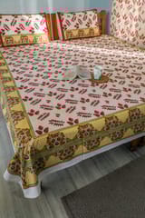 SootiSyahi 'Artful Nature' Handblock Printed Cotton Bedsheet