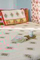 SootiSyahi 'Floral Monarch' Handblock Printed Cotton Bedsheet