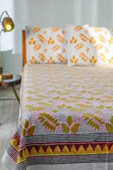 SootiSyahi 'Autumn Fest' Handblock Printed Cotton Bedsheet