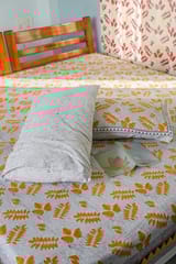 SootiSyahi 'Autumn Fest' Handblock Printed Cotton Bedsheet