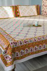 SootiSyahi 'Floral Culture' Handblock Printed Cotton Bedsheet
