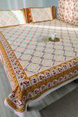 SootiSyahi 'Floral Culture' Handblock Printed Cotton Bedsheet