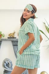 Sootisyahi 'Firm Mint ' Azofree Handblock Printed Pure Cotton Night Suit