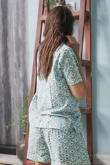 Sootisyahi 'Pastel Petals' Azofree Handblock Printed Pure Cotton Night Suit