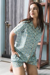 Sootisyahi 'Pastel Petals' Azofree Handblock Printed Pure Cotton Night Suit