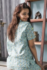 Sootisyahi 'Pastel Petals' Azofree Handblock Printed Pure Cotton Night Suit