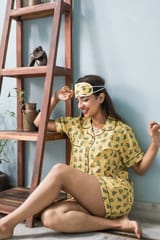 Sootisyahi 'Glowy Penguine' Azofree Handblock Printed Pure Cotton Night Suit