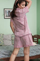 Sootisyahi 'Pink Miracles ' Azofree Handblock Printed Pure Cotton Night Suit