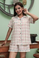 Sootisyahi 'Silky Plateau ' Azofree Handblock Printed Pure Cotton Night Suit