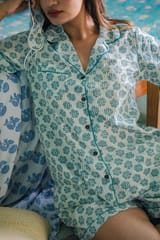 Sootisyahi 'Pretty Petals ' Azofree Handblock Printed Pure Cotton Night Suit