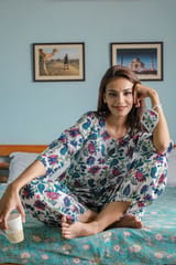 Sootisyahi 'Spring Whisper ' Azofree Handblock Printed Pure Cotton Night Suit