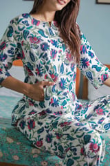 Sootisyahi 'Spring Whisper ' Azofree Handblock Printed Pure Cotton Night Suit