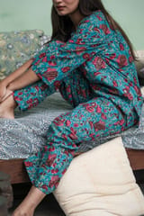 Sootisyahi 'Forest Fantasy ' Azofree Handblock Printed Pure Cotton Night Suit