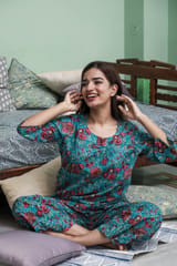 Sootisyahi 'Forest Fantasy ' Azofree Handblock Printed Pure Cotton Night Suit