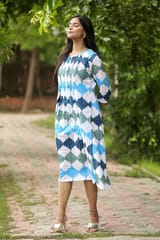 SootiSyahi 'A Cotton Azure' Block Printed Dress