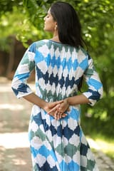 SootiSyahi 'A Cotton Azure' Block Printed Dress