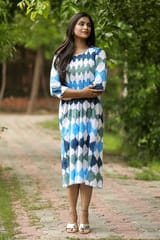 SootiSyahi 'A Cotton Azure' Block Printed Dress