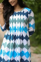 SootiSyahi 'A Cotton Azure' Block Printed Dress