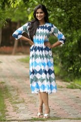 SootiSyahi 'A Cotton Azure' Block Printed Dress