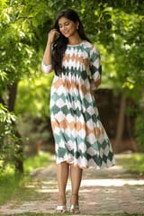 SootiSyahi 'Earthy Fall' Block Printed Cotton Dress