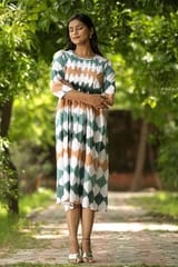 SootiSyahi 'Earthy Fall' Block Printed Cotton Dress