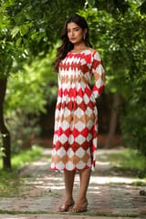 SootiSyahi 'A Colourful Vibe' Cotton Handblock Printed Dress