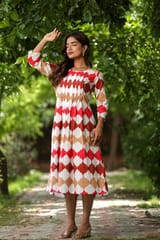 SootiSyahi 'A Colourful Vibe' Cotton Handblock Printed Dress