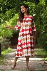 SootiSyahi 'A Colourful Vibe' Cotton Handblock Printed Dress