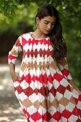 SootiSyahi 'A Colourful Vibe' Cotton Handblock Printed Dress