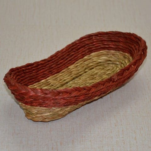 Dharini Sabai Oval Bread Basket Red Natural (Small)